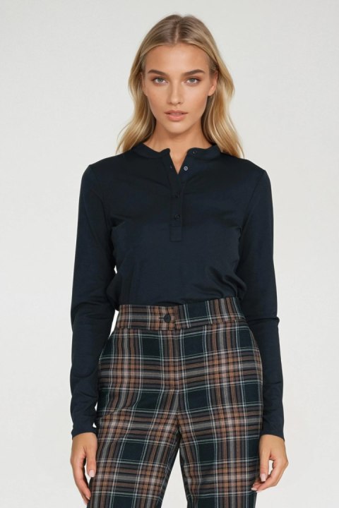 Bluzka polo ze stójką B195 Navy - Nife Nife