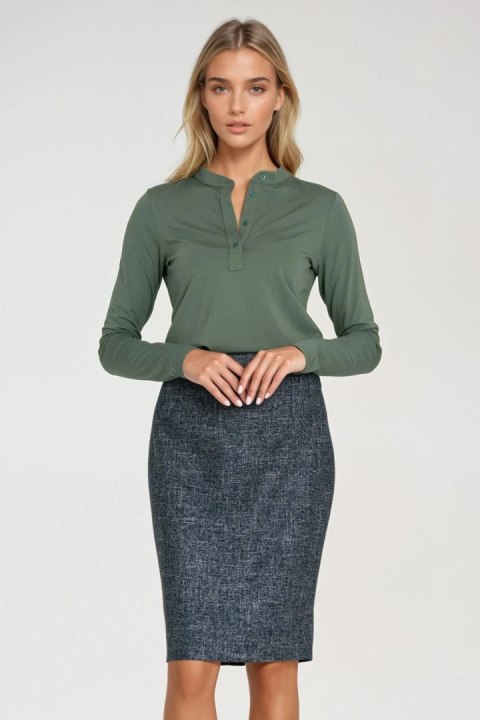 Bluzka polo ze stójką B195 Oliwka - Nife Nife