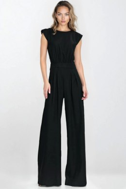 Kombinezon z rayonu z nogawkami palazzo KM42 Black - Nife Nife