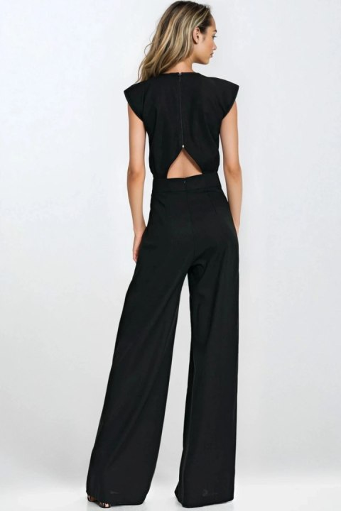 Kombinezon z rayonu z nogawkami palazzo KM42 Black - Nife Nife