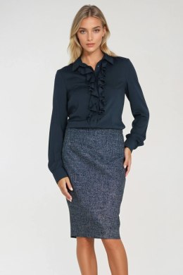 Spódnica Ołówkowa spódnica z dekoracyjnym zamkiem SP85 Navy Melange - Nife Nife