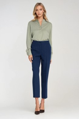 Wiskozowa bluzka polo ze stójką B194 Pistacja - Nife Nife