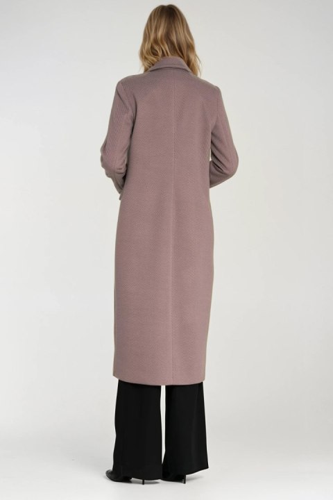 Elegancki płaszcz dwurzędowy PL25 Beige - Nife Nife