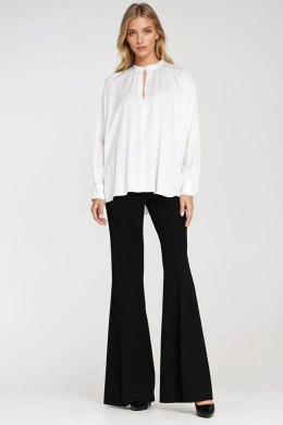 Oversizowa bluzka z marszczeniem B197 Ecru - Nife Nife