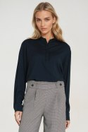 Wiskozowa bluzka polo ze stójką B194 Navy - Nife Nife