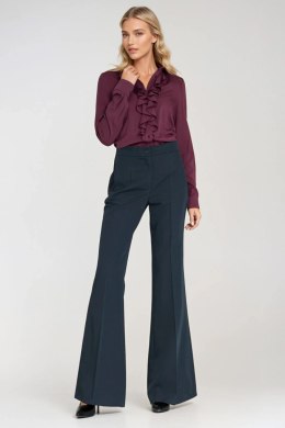 Wiskozowa bluzka z żabotem B202 Śliwka - Nife Nife