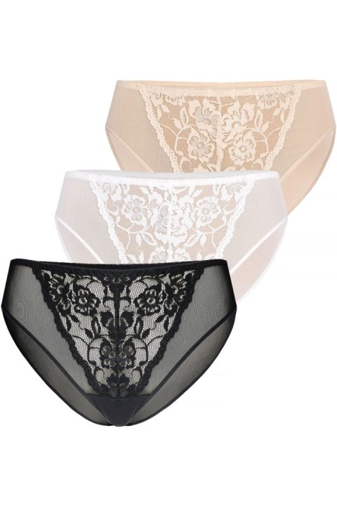 Figi Komplet figi Model Glamour 312-3 Black/White/Beige - Teyli Teyli