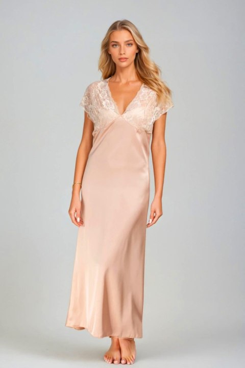 Koszulka nocna Halka Model Mactan satyna Nude - Kalimo Kalimo