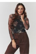 Bluzka Model C18 Flowers Print - Makadamia Makadamia