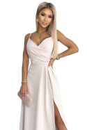 299-6 CHIARA elegancka maxi długa suknia na ramiączkach - BEŻOWA 299-6 CHIARA elegancka maxi długa suknia na ramiączkach - BEŻOWA
