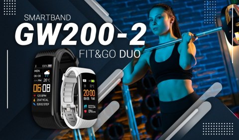 Smartband Giewont Fit&GO Duo GW200-2 - Black + Pasek Ice White Smartband Giewont Fit&GO Duo GW200-2 - Black + Pasek Ice White