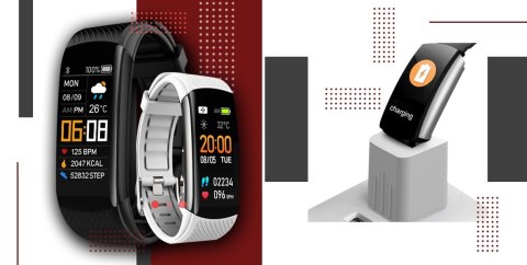 Smartband Giewont Fit&GO Duo GW200-2 - Black + Pasek Ice White Smartband Giewont Fit&GO Duo GW200-2 - Black + Pasek Ice White
