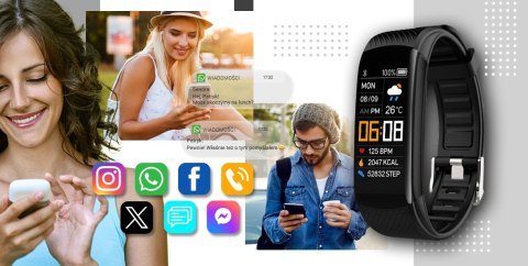 Smartband Giewont Fit&GO Duo GW200-2 - Black + Pasek Ice White Smartband Giewont Fit&GO Duo GW200-2 - Black + Pasek Ice White
