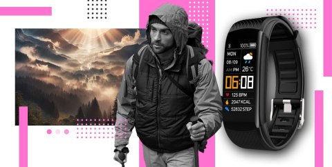 Smartband Giewont Fit&GO Duo GW200-4 - Black + Pasek Think Pink Smartband Giewont Fit&GO Duo GW200-4 - Black + Pasek Think Pink
