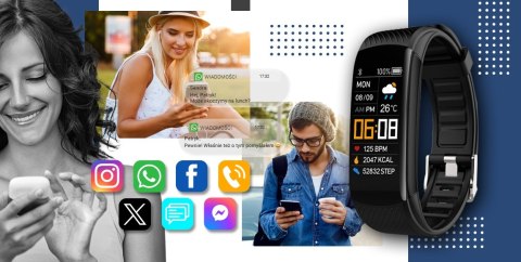 Smartband Giewont Fit&GO Duo GW200-6 - Black + Pasek Smart Navy Smartband Giewont Fit&GO Duo GW200-6 - Black + Pasek Smart Navy