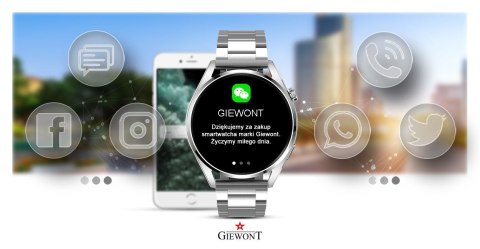 Smartwatch Giewont Vertex SmartCall GW450-4 Silver/Carbon Silikon Smartwatch Giewont Vertex SmartCall GW450-4 Silver/Carbon Silikon