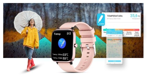 Smartwatch Giewont Dynamic SmartCall GW230-1 - Rose Gold/Powder Pink Smartwatch Giewont Dynamic SmartCall GW230-1 - Rose Gold/Powder Pink