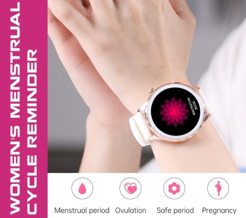 Smartwatch Damski Rubicon RNCF02-1 Srebrno-Srebrny + Czarny Silikonowy Pasek Smartwatch Damski Rubicon RNCF02-1 Srebrno-Srebrny + Czarny Silikonowy Pasek