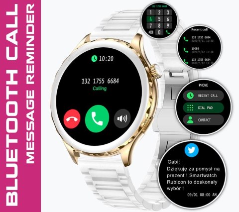 Smartwatch Damski Rubicon RNCF02-1 Srebrno-Srebrny + Czarny Silikonowy Pasek Smartwatch Damski Rubicon RNCF02-1 Srebrno-Srebrny + Czarny Silikonowy Pasek
