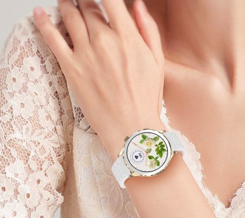 Smartwatch Damski Rubicon RNCF02-1 Srebrno-Srebrny + Czarny Silikonowy Pasek Smartwatch Damski Rubicon RNCF02-1 Srebrno-Srebrny + Czarny Silikonowy Pasek