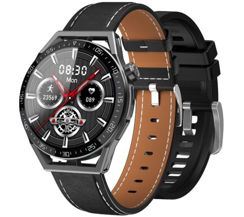 Smartwatch Rubicon RNCE88-1 Czarny- Czarny Pasek Silikonowy + Czarny Pasek Skórzany Smartwatch Rubicon RNCE88-1 Czarny- Czarny Pasek Silikonowy + Czarny Pasek Skórzany