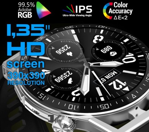 Smartwatch Rubicon RNCE88-1 Czarny- Czarny Pasek Silikonowy + Czarny Pasek Skórzany Smartwatch Rubicon RNCE88-1 Czarny- Czarny Pasek Silikonowy + Czarny Pasek Skórzany