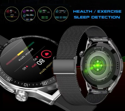 Smartwatch Rubicon RNCE88-1 Czarny- Czarny Pasek Silikonowy + Czarny Pasek Skórzany Smartwatch Rubicon RNCE88-1 Czarny- Czarny Pasek Silikonowy + Czarny Pasek Skórzany
