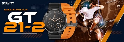 Smartwatch Gravity GT21-2 + Pomarańczowy Pasek Silikonowy Smartwatch Gravity GT21-2 + Pomarańczowy Pasek Silikonowy