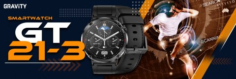 Smartwatch Gravity GT21-3 + Czarny Pasek Silikonowy Smartwatch Gravity GT21-3 + Czarny Pasek Silikonowy