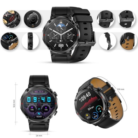 Smartwatch Gravity GT21-3 + Czarny Pasek Silikonowy Smartwatch Gravity GT21-3 + Czarny Pasek Silikonowy