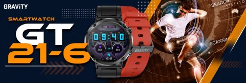 Smartwatch Gravity GT21-6 + Czerwony Pasek Silikonowy Smartwatch Gravity GT21-6 + Czerwony Pasek Silikonowy
