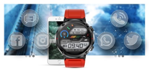 Smartwatch Gravity GT21-6 + Czerwony Pasek Silikonowy Smartwatch Gravity GT21-6 + Czerwony Pasek Silikonowy