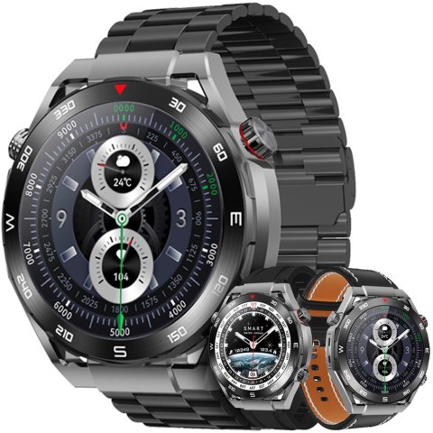 Smartwatch Veltori VT100-1 + Czarny Pasek Silikonowy + Czarny Eko Skóra Smartwatch Veltori VT100-1 + Czarny Pasek Silikonowy + Czarny Eko Skóra