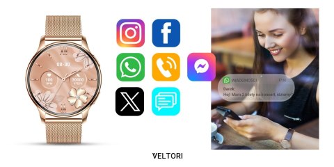 Smartwatch Damski Veltori VT300-1 Złota Bransoleta Smartwatch Damski Veltori VT300-1 Złota Bransoleta