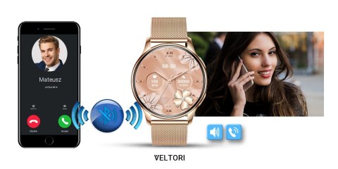 Smartwatch Damski Veltori VT300-1 Złota Bransoleta Smartwatch Damski Veltori VT300-1 Złota Bransoleta