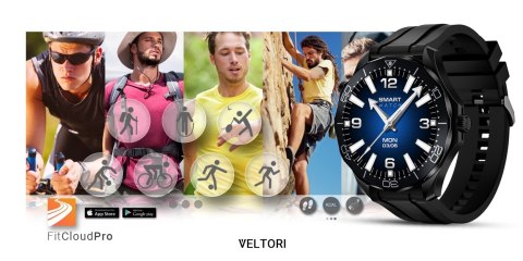 Smartwatch Veltori VT150-1 Czarny Pasek Silikonowy + Czarna Bransoleta Smartwatch Veltori VT150-1 Czarny Pasek Silikonowy + Czarna Bransoleta