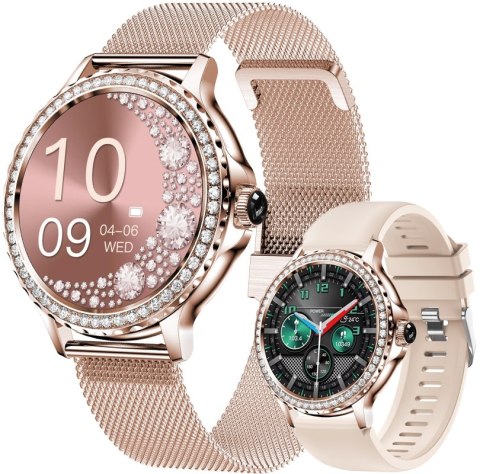 Smartwatch Damski Rubicon RNCF19-1 Różowe Złoto Bransoleta + Pasek Smartwatch Damski Rubicon RNCF19-1 Różowe Złoto Bransoleta + Pasek