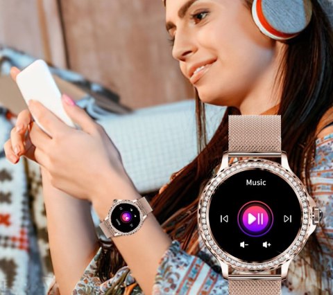 Smartwatch Damski Rubicon RNCF19-1 Różowe Złoto Bransoleta + Pasek Smartwatch Damski Rubicon RNCF19-1 Różowe Złoto Bransoleta + Pasek