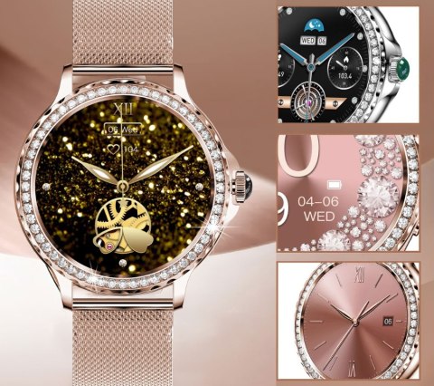 Smartwatch Damski Rubicon RNCF19-1 Różowe Złoto Bransoleta + Pasek Smartwatch Damski Rubicon RNCF19-1 Różowe Złoto Bransoleta + Pasek