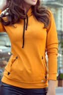 262-1 Bluza z kapturem i kieszonkami - kolor musztardowy 262-1 Bluza z kapturem i kieszonkami - kolor musztardowy