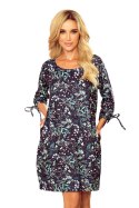 281-4 SOPHIE Wygodna sukienka Oversize - Miętowe liście na ciemnym tle 281-4 SOPHIE Wygodna sukienka Oversize - Miętowe liście na ciemnym tle