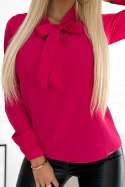 140-21 Biznesowa bluzka z wiązaniem z przodu - RÓŻOWA - kolor barbie malinowa 140-21 Biznesowa bluzka z wiązaniem z przodu - RÓŻOWA - kolor barbie malinowa