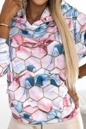 390-3 Bluza kangurka z kapturem - złote heksagony i różowo-błękitny marmur 390-3 Bluza kangurka z kapturem - złote heksagony i różowo-błękitny marmur
