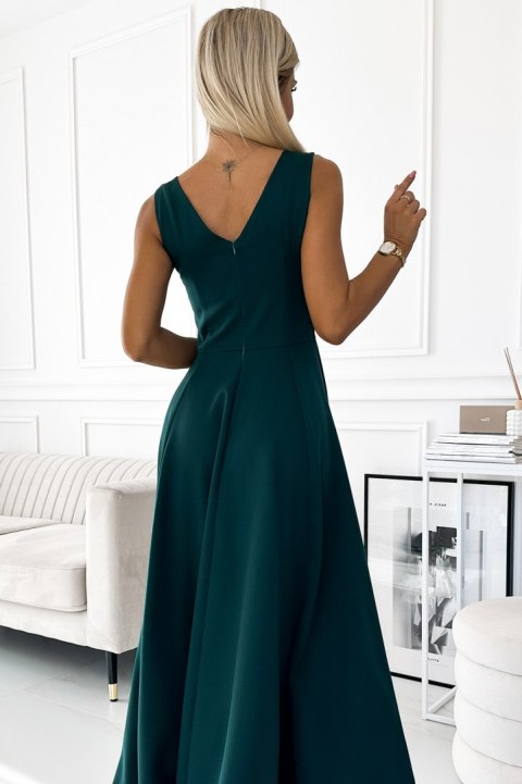 246-5 CINDY długa elegancka suknia z dekoltem - ZIELONA 246-5 CINDY długa elegancka suknia z dekoltem - ZIELONA