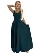 246-5 CINDY długa elegancka suknia z dekoltem - ZIELONA 246-5 CINDY długa elegancka suknia z dekoltem - ZIELONA