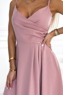 299-16 CHIARA elegancka maxi długa suknia na ramiączkach - BRUDNY RÓŻ 299-16 CHIARA elegancka maxi długa suknia na ramiączkach - BRUDNY RÓŻ