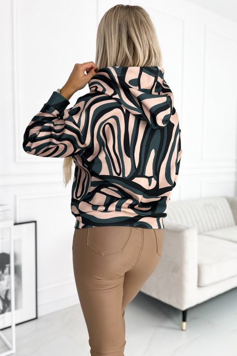 390-5 Bluza kangurka z kapturem - zielono-beżowe fale 390-5 Bluza kangurka z kapturem - zielono-beżowe fale