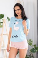 Piżama Damska Model Cute Flamant Blue/Pink - Livia Corsetti Fashion Livia Corsetti Fashion Piżama Damska Model Cute Flamant Blue/Pink - Livia Corsetti Fashion Livia Corsetti Fashion