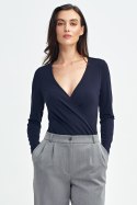 Bluzka body z kopertowym dekoltem B176 Navy - Nife Nife Bluzka body z kopertowym dekoltem B176 Navy - Nife Nife