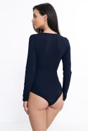 Bluzka body z kopertowym dekoltem B176 Navy - Nife Nife Bluzka body z kopertowym dekoltem B176 Navy - Nife Nife